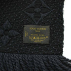 Louis Vuitton Scarf Shawl Logo Monogram Fringe Silk Blend Black — view 5