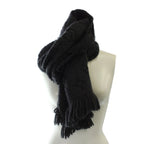 Louis Vuitton Scarf Shawl Logo Monogram Fringe Silk Blend Black — view 4