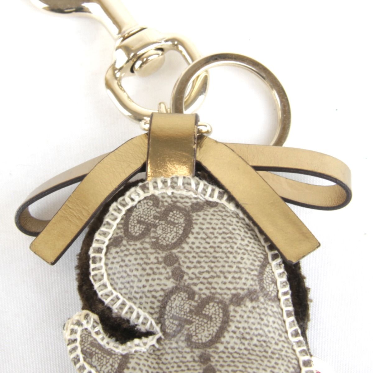 Gucci Ori Poodle Charm GG Supreme Canvas Brown Keychain — view 3
