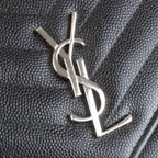 Saint Laurent V-stitch Chain Wallet Shoulder Bag Leather Black — view 6