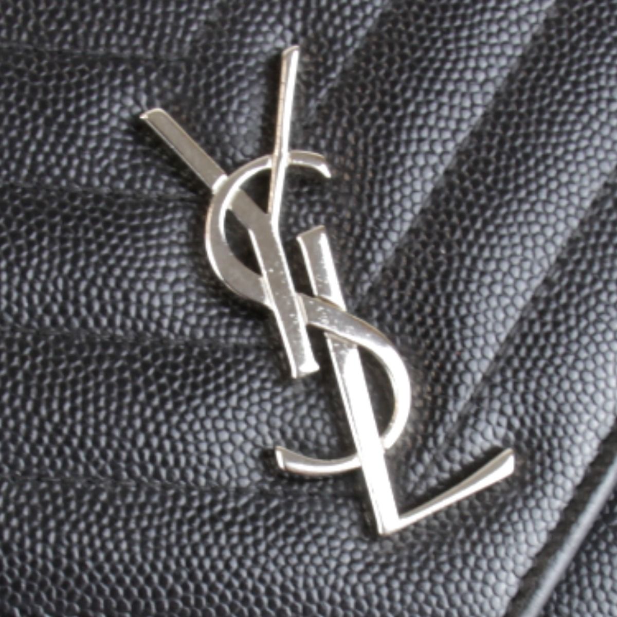 Saint Laurent V-stitch Chain Wallet Shoulder Bag Leather Black — view 6