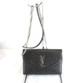 Saint Laurent V-stitch Chain Wallet Shoulder Bag Leather Black