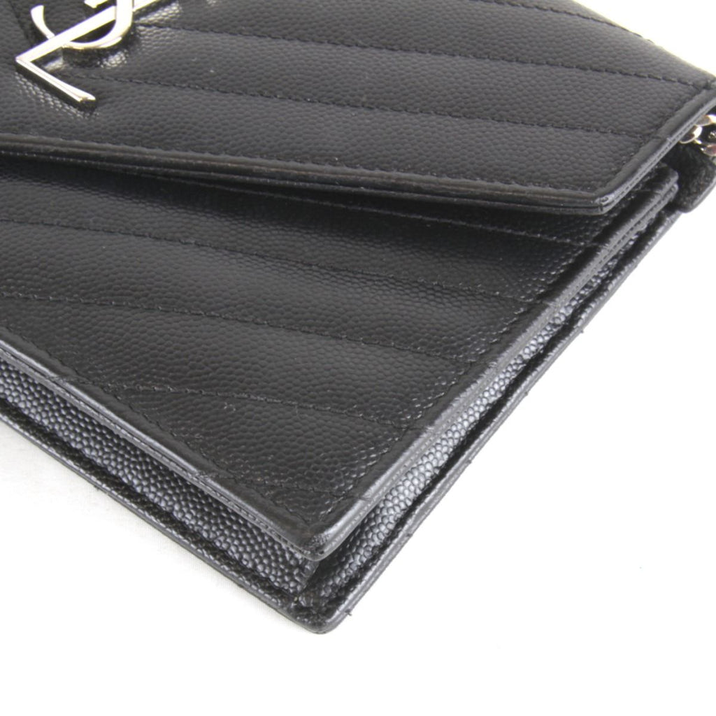 Saint Laurent V-stitch Chain Wallet Shoulder Bag Leather Black — view 4