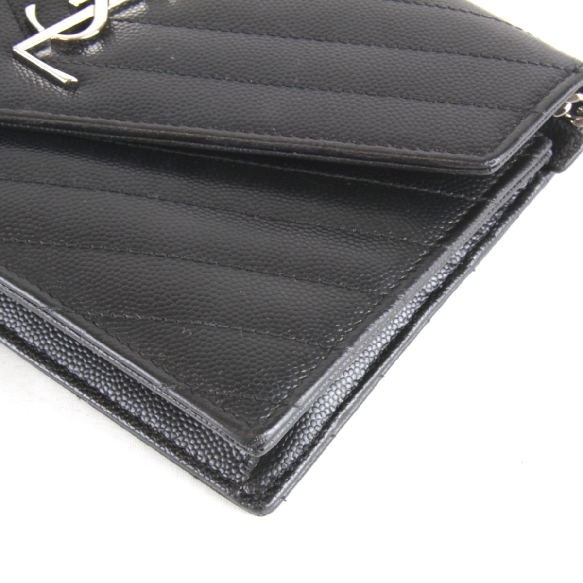 Saint Laurent V-stitch Chain Wallet Shoulder Bag Leather Black — view 4