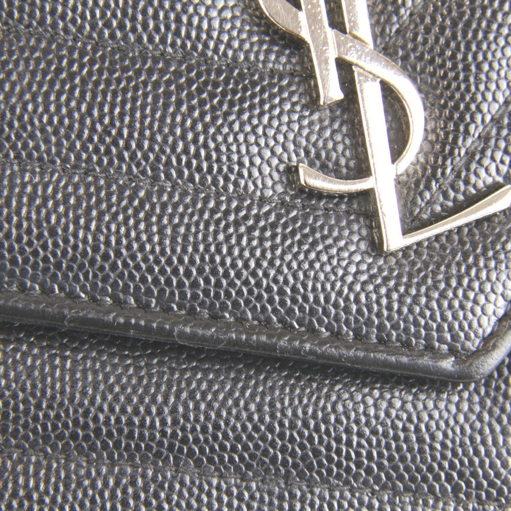 Saint Laurent V-stitch Chain Wallet Shoulder Bag Leather Black — view 5