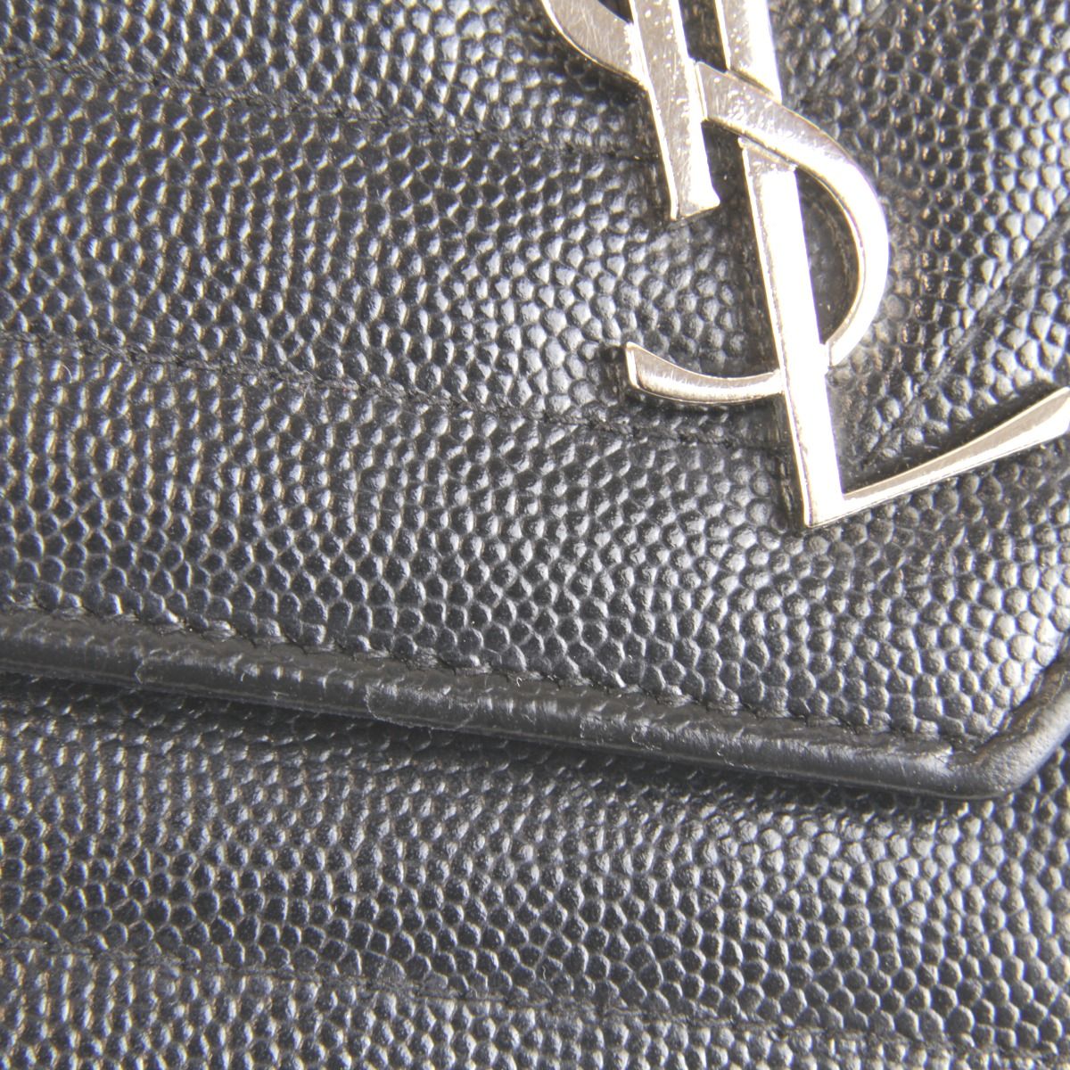 Saint Laurent V-stitch Chain Wallet Shoulder Bag Leather Black — view 5