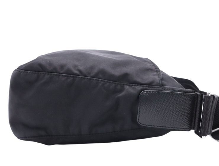Prada Shoulder Bag Black Nylon Saffiano Leather Silver — view 5