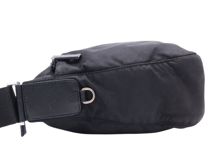 Prada Shoulder Bag Black Nylon Saffiano Leather Silver — view 3