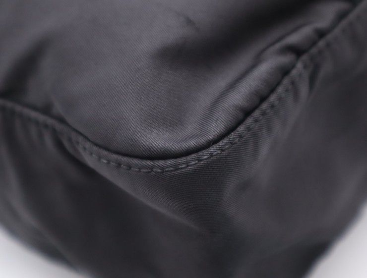 Prada Shoulder Bag Black Nylon Saffiano Leather Silver — view 6