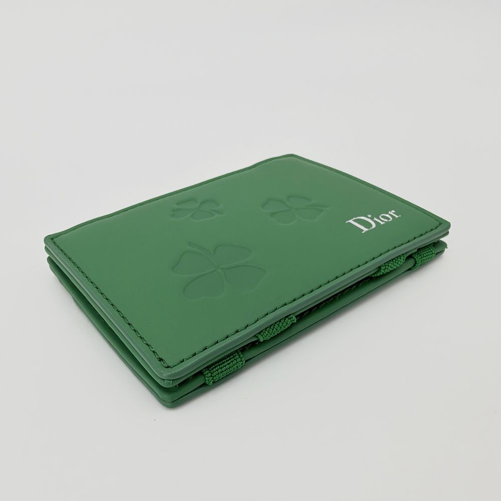 Dior Card Case Clover Magic Wallet Oblique Leather Green — view 3