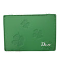 Dior Card Case Clover Magic Wallet Oblique Leather Green