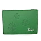 Dior Card Case Clover Magic Wallet Oblique Leather Green