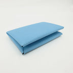 Hermes Card Case Calvi Coin Purse Business Leather Light Blue Silver — view 3
