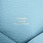 Hermes Card Case Calvi Coin Purse Business Leather Light Blue Silver — view 5