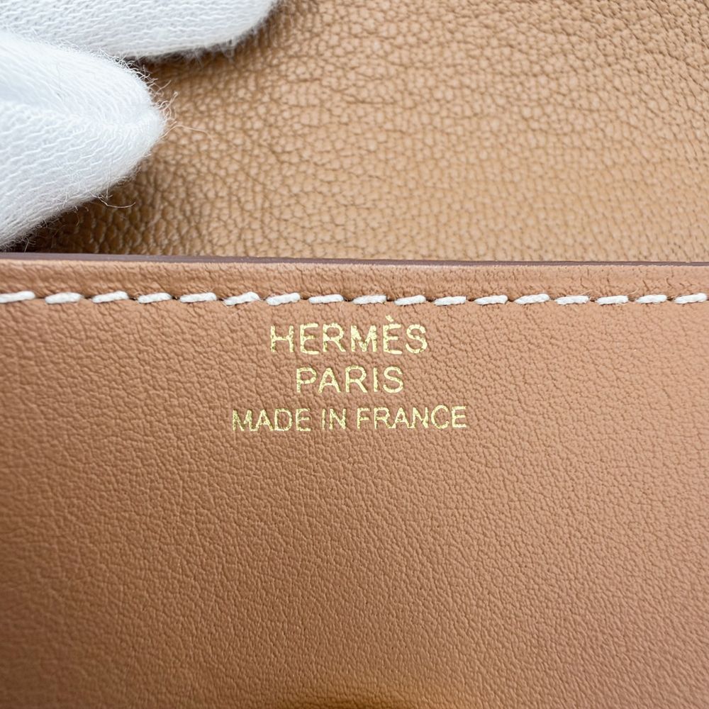 Hermes Coin Purse Glenan Compact Wallet Leather Brown Gold — view 4