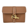 Hermes Coin Purse Glenan Compact Wallet Leather Brown Gold