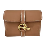 Hermes Coin Purse Glenan Compact Wallet Leather Brown Gold