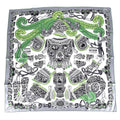 Hermes Scarf Carre 90 Sous le Gide de Mars Tactician Silk Gray Green