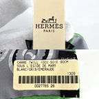 Hermes Scarf Carre 90 Sous le Gide de Mars Tactician Silk Gray Green — view 3