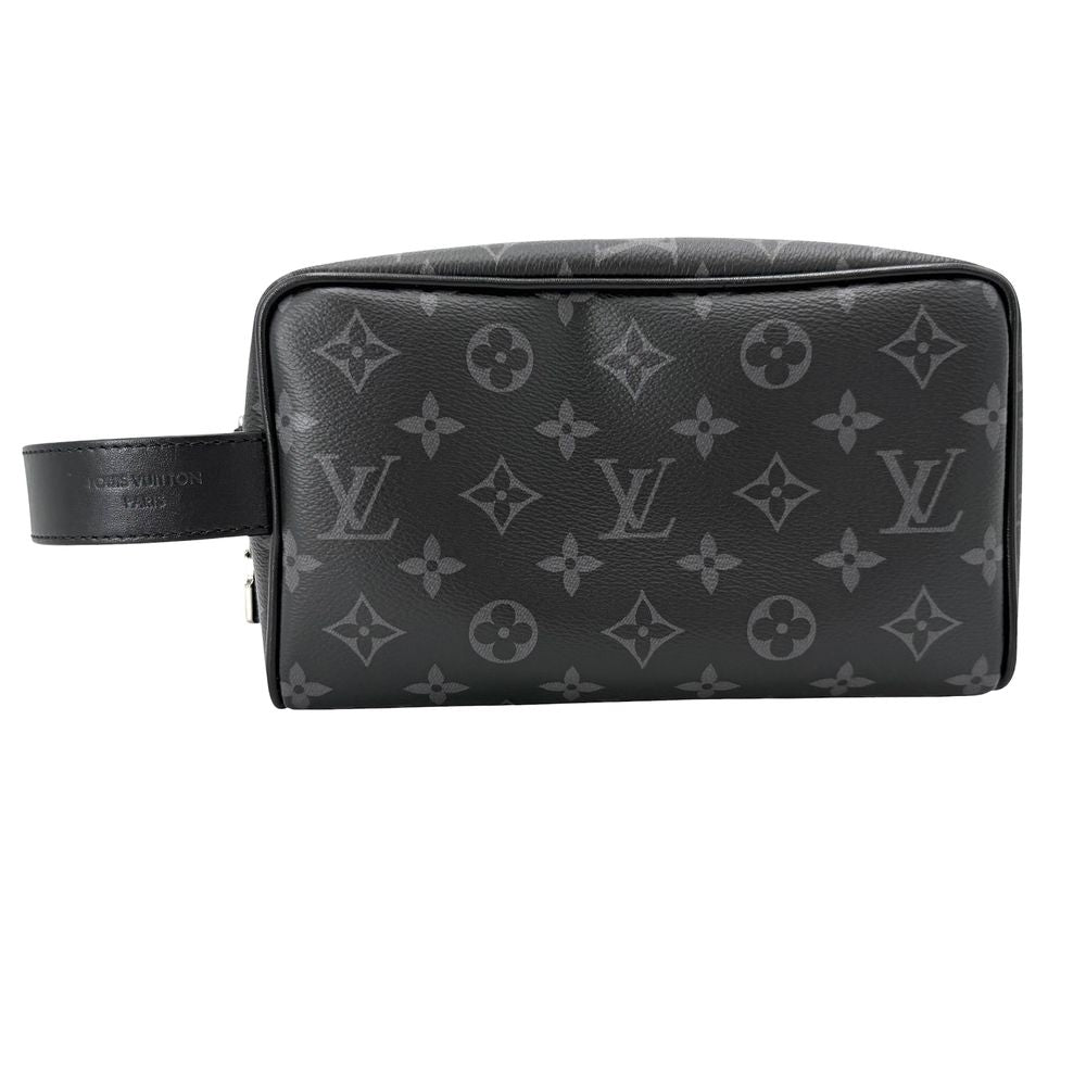 Louis Vuitton Clutch Monogram Eclipse Locker Dopp Kit Second Leather Black
