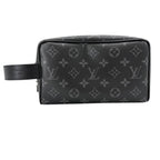 Louis Vuitton Clutch Monogram Eclipse Locker Dopp Kit Second Leather Black