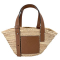 Loewe Handbag Anagram Basket Bag Small Raffia Leather Beige Brown Silver Spring