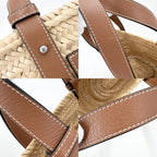 Loewe Handbag Anagram Basket Bag Small Raffia Leather Beige Brown Silver Spring — view 6