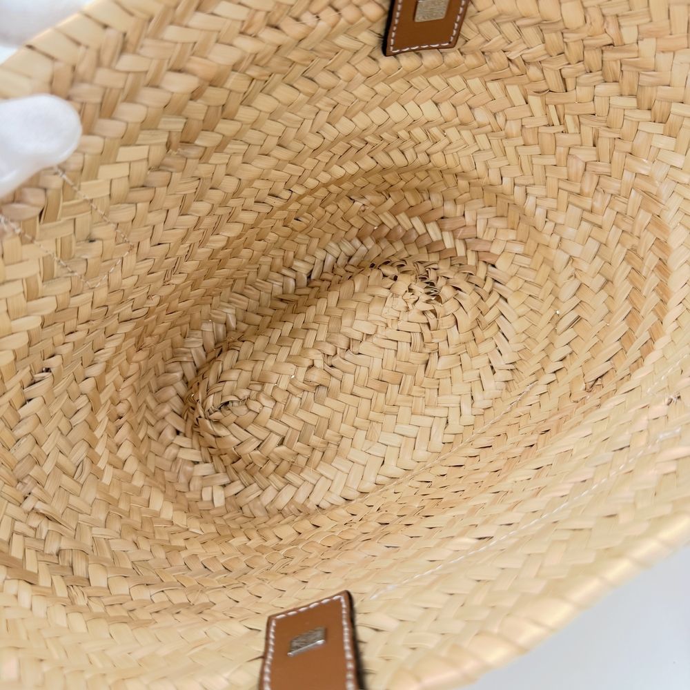 Loewe Handbag Anagram Basket Bag Small Raffia Leather Beige Brown Silver Spring — view 4