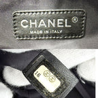 Chanel Tote Paris Biarritz MM Handbag CC Logo Shoulder Leather Black Silver — view 5