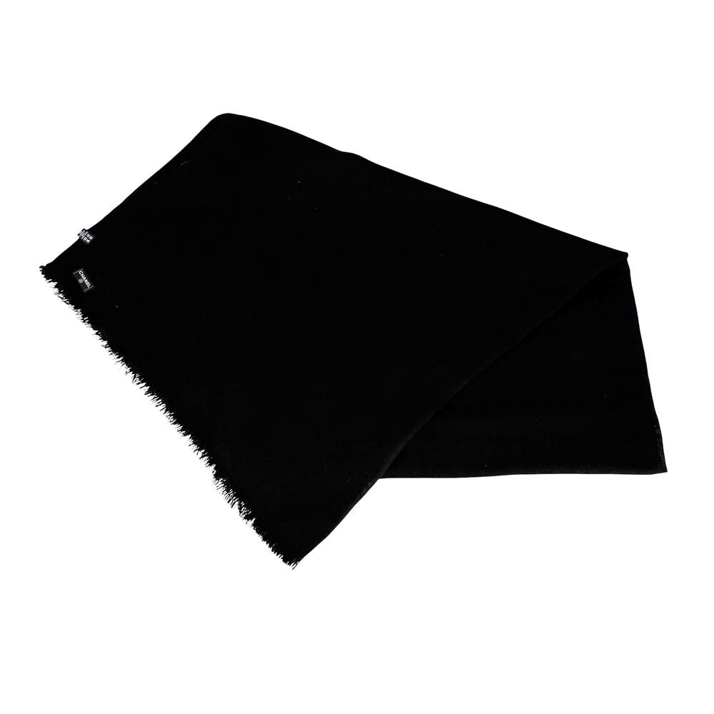 Chanel Shawl Logo Line Scarf Cashmere Black Autumn Winter — view 2