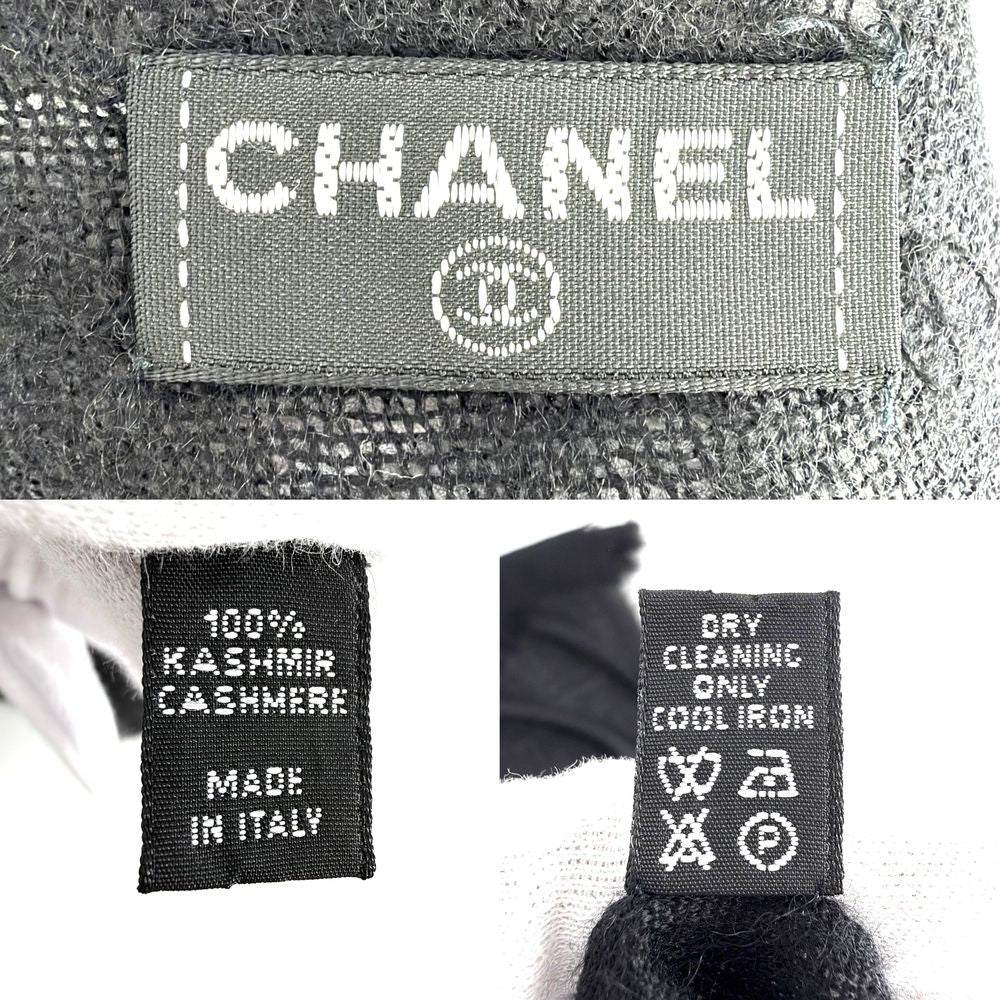 Chanel Shawl Logo Line Scarf Cashmere Black Autumn Winter — view 3