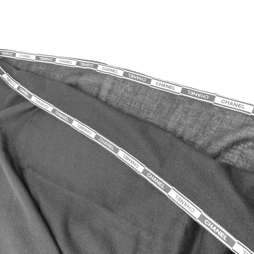 Chanel Shawl Logo Line Scarf Cashmere Black Autumn Winter — view 7