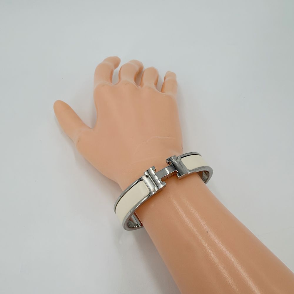 Hermes Bangle Clic H Bracelet Off White Silver — view 3