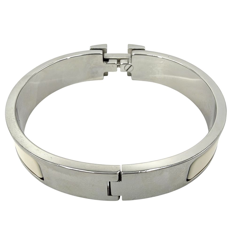 Hermes Bangle Clic H Bracelet Off White Silver — view 2