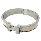 Hermes Bangle Clic H Bracelet Off White Silver