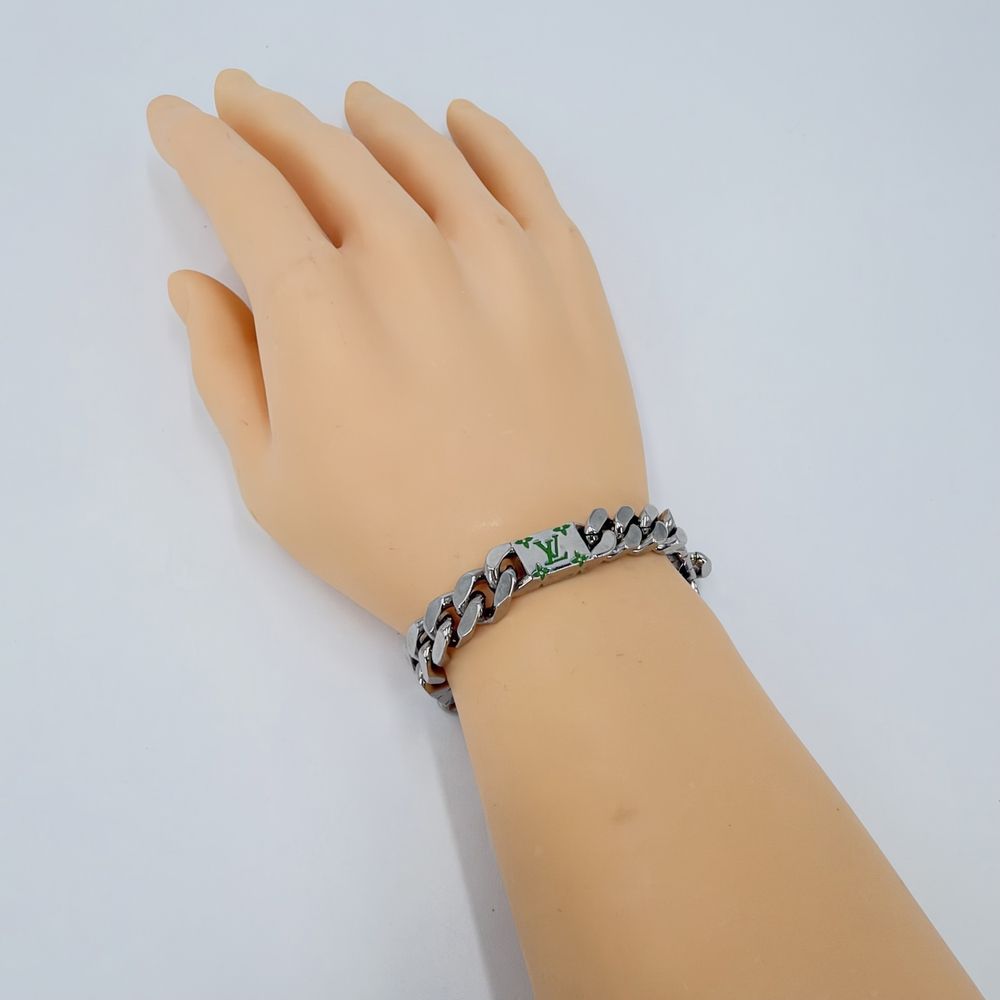 Louis Vuitton Bracelet Monogram LV Mosaic L Metal Silver — view 2