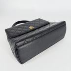 Chanel Handbag Quilted CC Logo Turnlock Top Handle Caviar Leather Black Gold — view 3
