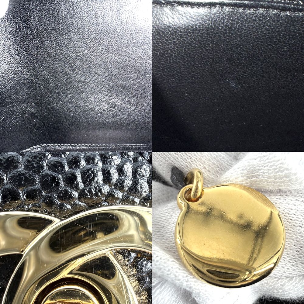 Chanel Handbag Quilted CC Logo Turnlock Top Handle Caviar Leather Black Gold — view 5