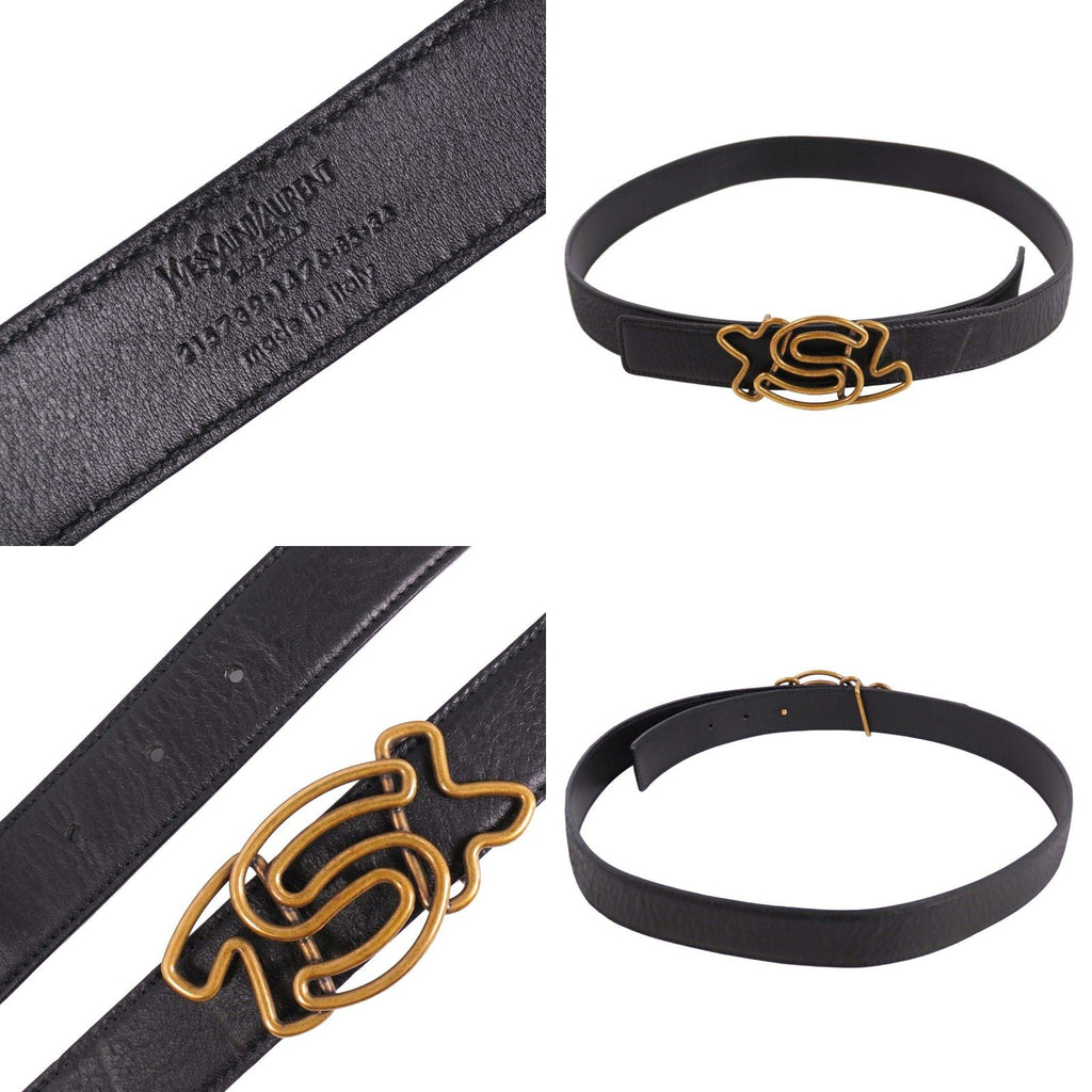 Saint Laurent Belt Leather YSL Logo Buckle 85 Black — view 5