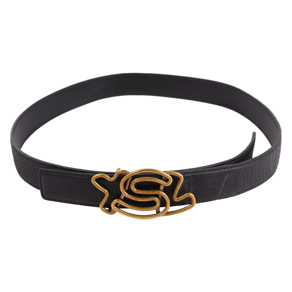 Saint Laurent Belt Leather YSL Logo Buckle 85 Black — view 2