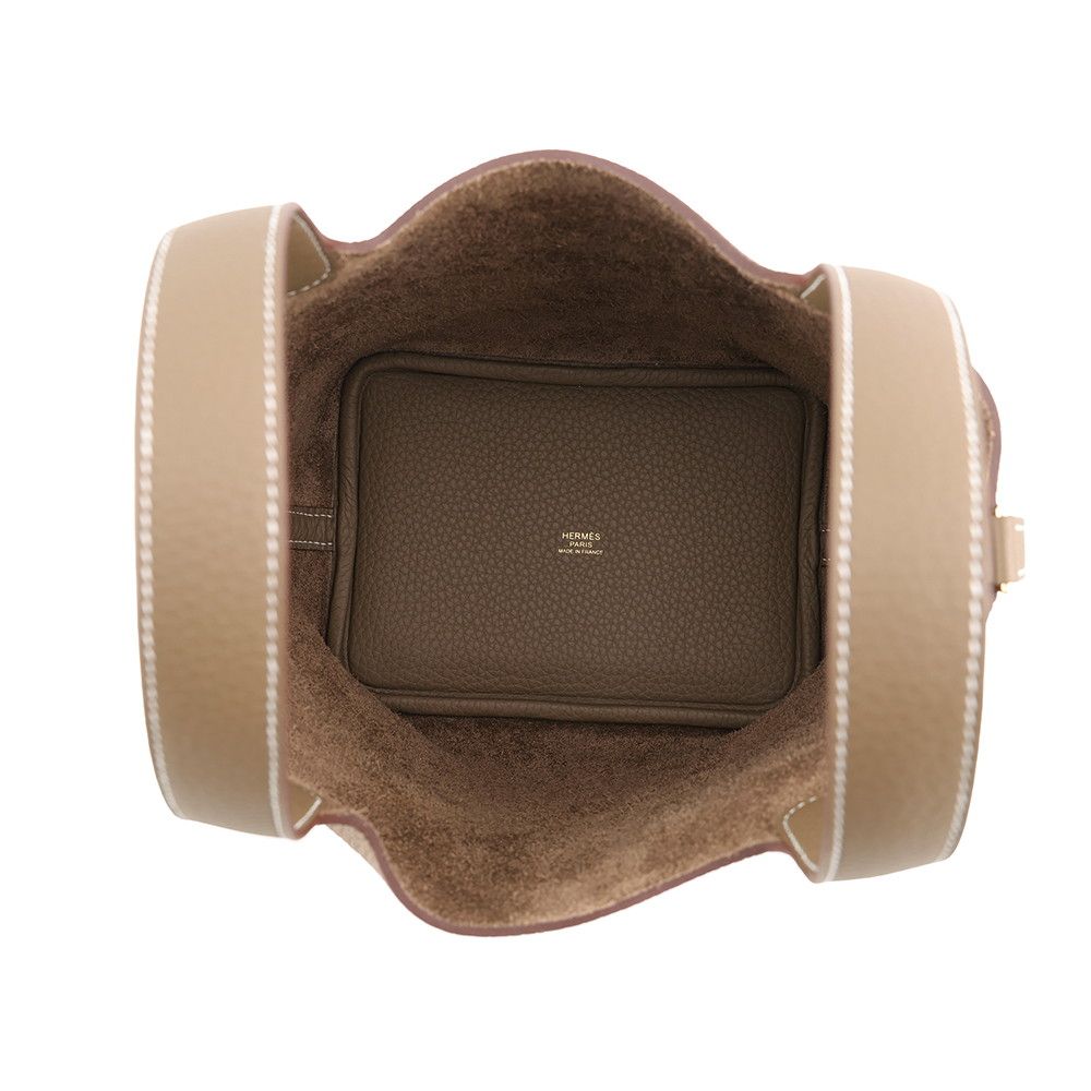 Hermes Handbag Picotin Lock PM Etoupe Gold Taurillon Clemence Tote — view 5
