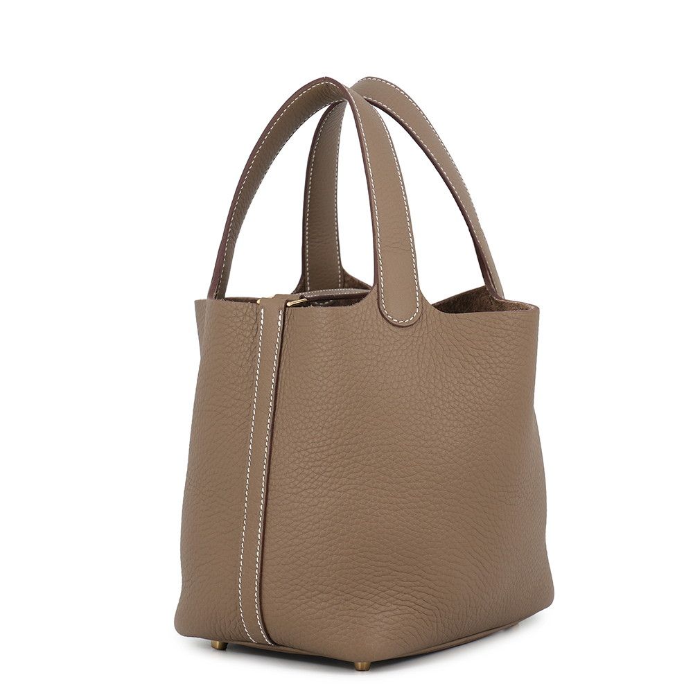 Hermes Handbag Picotin Lock PM Etoupe Gold Taurillon Clemence Tote — view 2