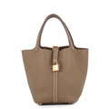 Hermes Handbag Picotin Lock PM Etoupe Gold Taurillon Clemence Tote