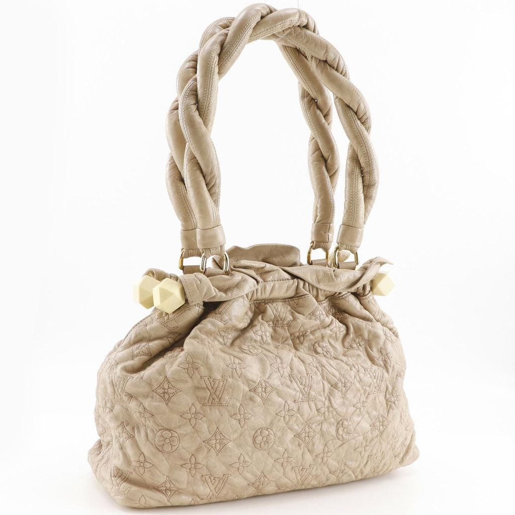 Louis Vuitton Stratus PM Monogram Olympe Lambskin Ecru Beige Tote Bag — view 3