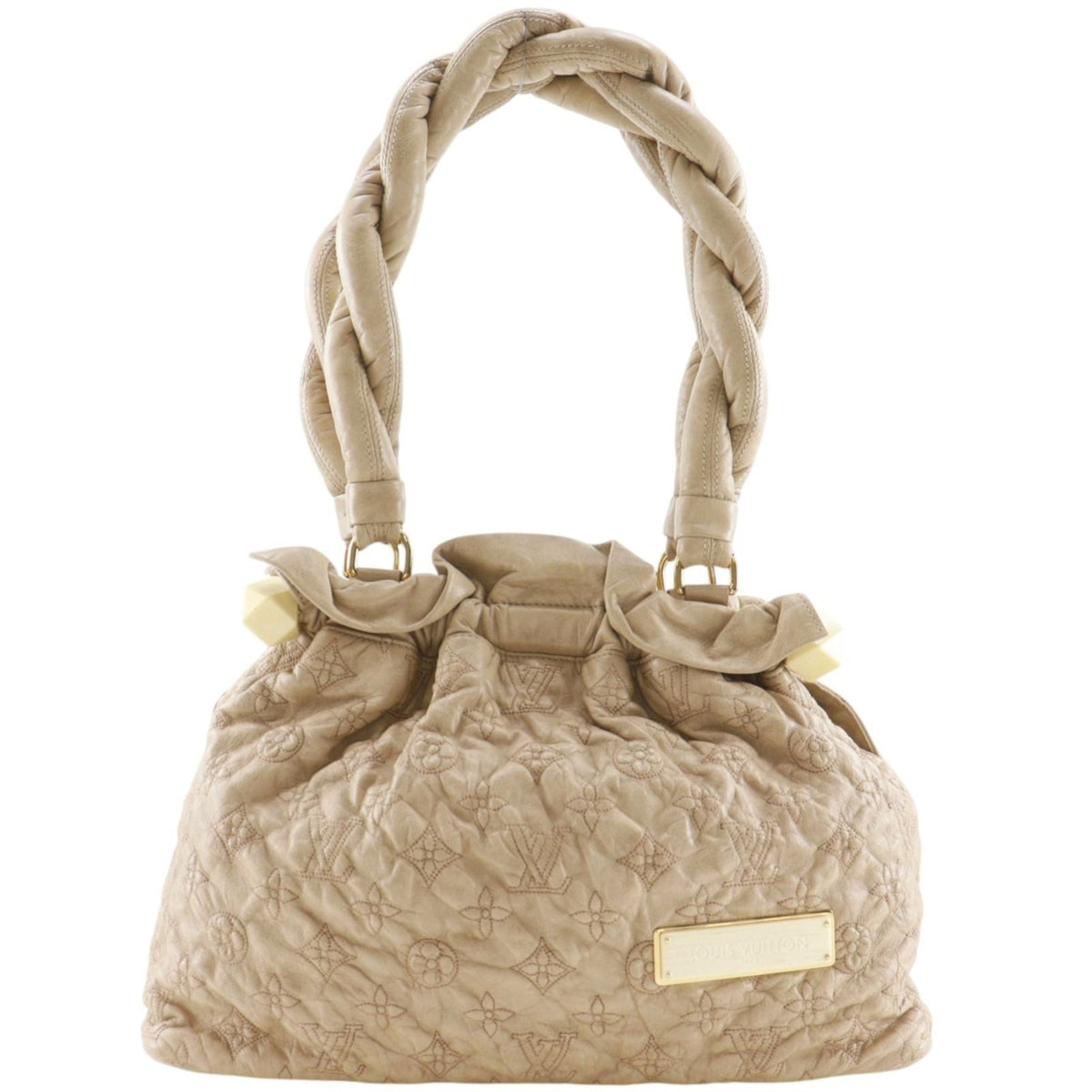 Louis Vuitton Stratus PM Monogram Olympe Lambskin Ecru Beige Tote Bag