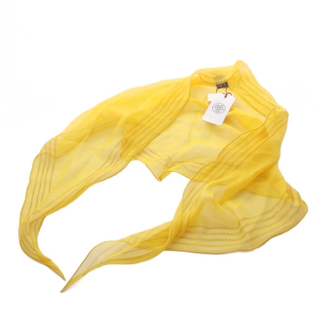 Hermes Scarf Lozange Logo Sheer Silk Yellow