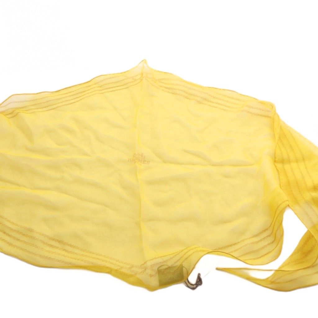 Hermes Scarf Lozange Logo Sheer Silk Yellow — view 7