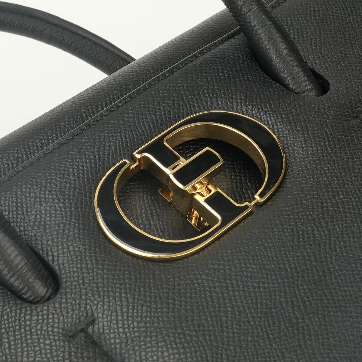 Dior Saint Honore Small 30 Montaigne Tote Shoulder Bag Leather Black Gold 2-Way — view 7