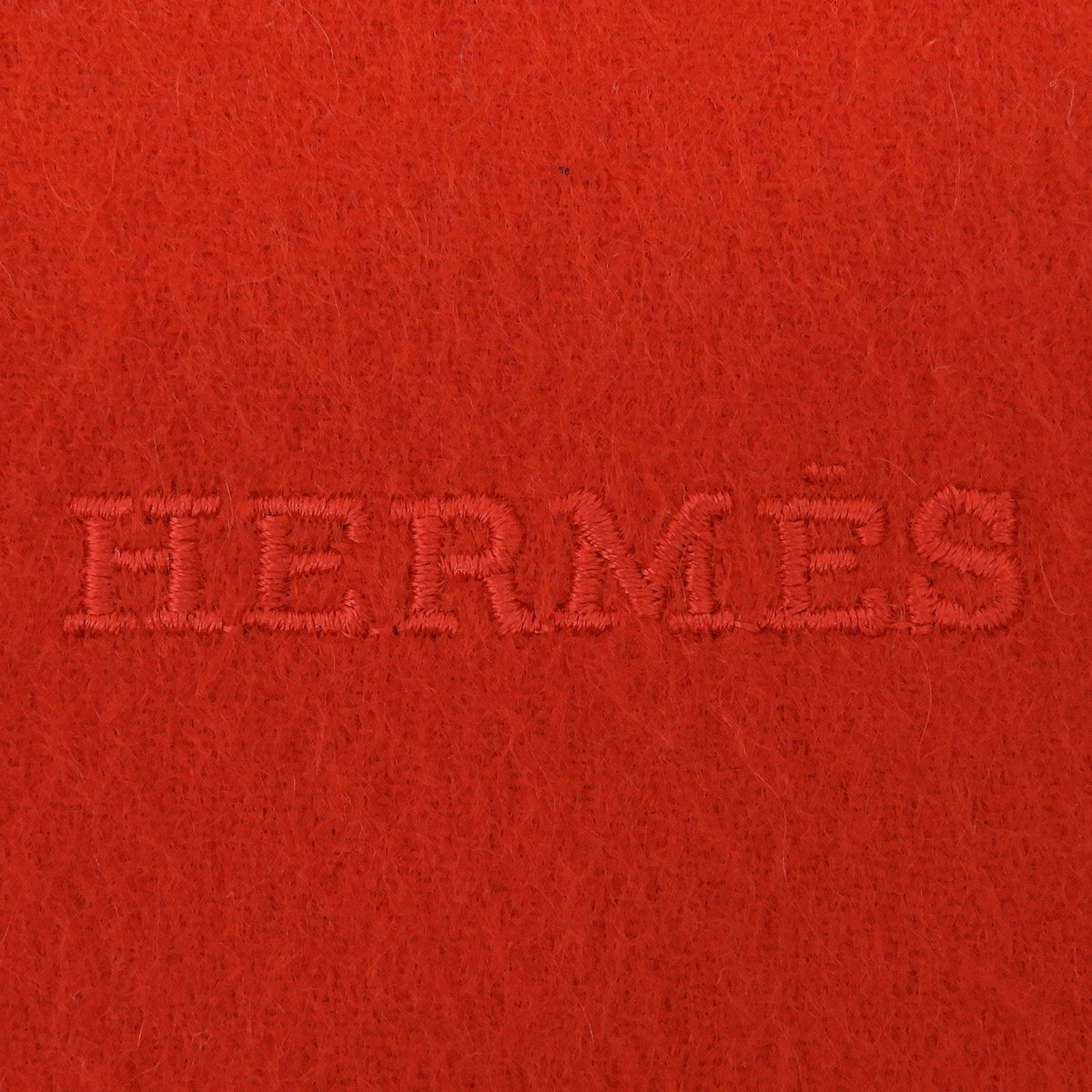 Hermes Cashmere 100% Logo Embroidery Solid Design with Fringe Large Scarf Shawl — view 7