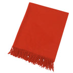 Hermes Cashmere 100% Logo Embroidery Solid Design with Fringe Large Scarf Shawl